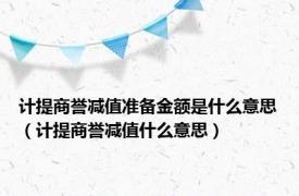 计提商誉减值准备金额是什么意思（计提商誉减值什么意思）