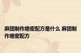 麻团制作绝密配方是什么 麻团制作绝密配方