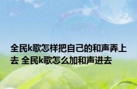 全民k歌怎样把自己的和声弄上去 全民k歌怎么加和声进去