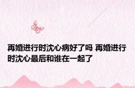 再婚进行时沈心病好了吗 再婚进行时沈心最后和谁在一起了