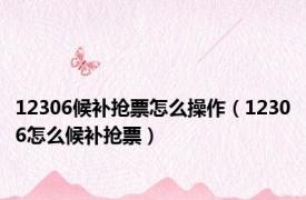 12306候补抢票怎么操作（12306怎么候补抢票）