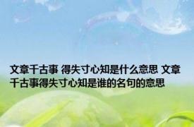 文章千古事 得失寸心知是什么意思 文章千古事得失寸心知是谁的名句的意思