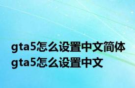 gta5怎么设置中文简体 gta5怎么设置中文