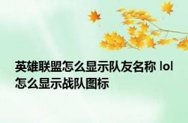 英雄联盟怎么显示队友名称 lol怎么显示战队图标