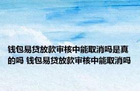 钱包易贷放款审核中能取消吗是真的吗 钱包易贷放款审核中能取消吗