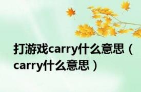 打游戏carry什么意思（carry什么意思）