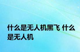 什么是无人机黑飞 什么是无人机