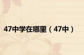 47中学在哪里（47中）