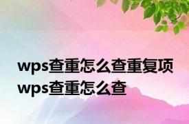 wps查重怎么查重复项 wps查重怎么查