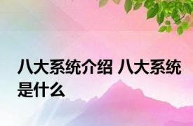 八大系统介绍 八大系统是什么