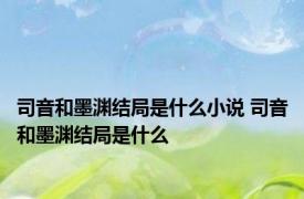 司音和墨渊结局是什么小说 司音和墨渊结局是什么