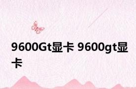 9600Gt显卡 9600gt显卡 