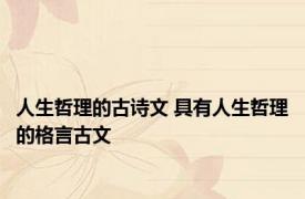 人生哲理的古诗文 具有人生哲理的格言古文