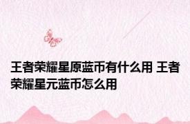 王者荣耀星原蓝币有什么用 王者荣耀星元蓝币怎么用
