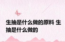 生抽是什么做的原料 生抽是什么做的