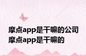 摩点app是干嘛的公司 摩点app是干嘛的