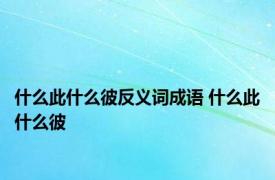 什么此什么彼反义词成语 什么此什么彼