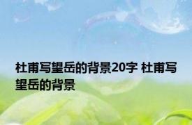 杜甫写望岳的背景20字 杜甫写望岳的背景