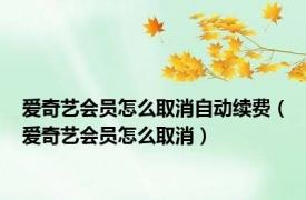 爱奇艺会员怎么取消自动续费（爱奇艺会员怎么取消）