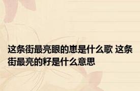 这条街最亮眼的崽是什么歌 这条街最亮的籽是什么意思