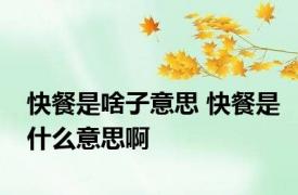 快餐是啥子意思 快餐是什么意思啊