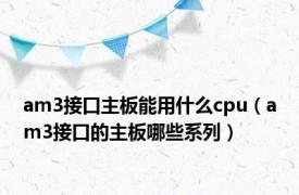 am3接口主板能用什么cpu（am3接口的主板哪些系列）