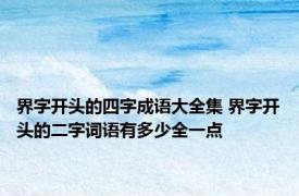 界字开头的四字成语大全集 界字开头的二字词语有多少全一点