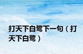 打天下白鹭下一句（打天下白鹭）