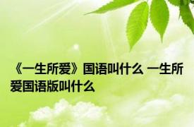 《一生所爱》国语叫什么 一生所爱国语版叫什么
