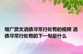 增广贤文酒债寻常行处有的视频 酒债寻常行处有的下一句是什么