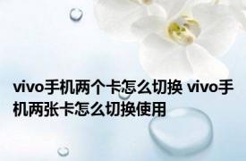 vivo手机两个卡怎么切换 vivo手机两张卡怎么切换使用