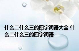 什么二什么三的四字词语大全 什么二什么三的四字词语