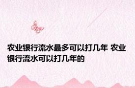 农业银行流水最多可以打几年 农业银行流水可以打几年的