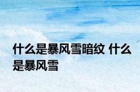 什么是暴风雪暗纹 什么是暴风雪