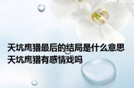 天坑鹰猎最后的结局是什么意思 天坑鹰猎有感情戏吗