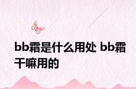 bb霜是什么用处 bb霜干嘛用的