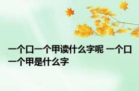 一个口一个甲读什么字呢 一个口一个甲是什么字