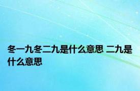 冬一九冬二九是什么意思 二九是什么意思