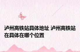 泸州高铁站具体地址 泸州高铁站在具体在哪个位置