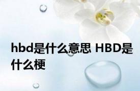 hbd是什么意思 HBD是什么梗