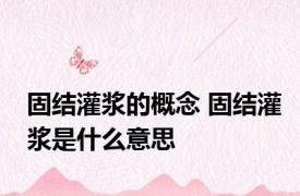 固结灌浆的概念 固结灌浆是什么意思
