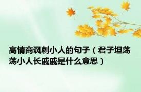 高情商讽刺小人的句子（君子坦荡荡小人长戚戚是什么意思）