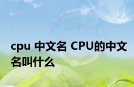 cpu 中文名 CPU的中文名叫什么