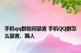 手机qq群如何禁言 手机QQ群怎么禁言、踢人
