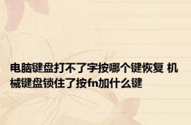 电脑键盘打不了字按哪个键恢复 机械键盘锁住了按fn加什么键