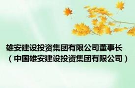雄安建设投资集团有限公司董事长（中国雄安建设投资集团有限公司）