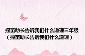 揠苗助长告诉我们什么道理三年级（揠苗助长告诉我们什么道理）