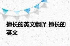擅长的英文翻译 擅长的英文 