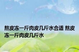 熬皮冻一斤肉皮几斤水合适 熬皮冻一斤肉皮几斤水
