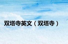 双塔寺英文（双塔寺）